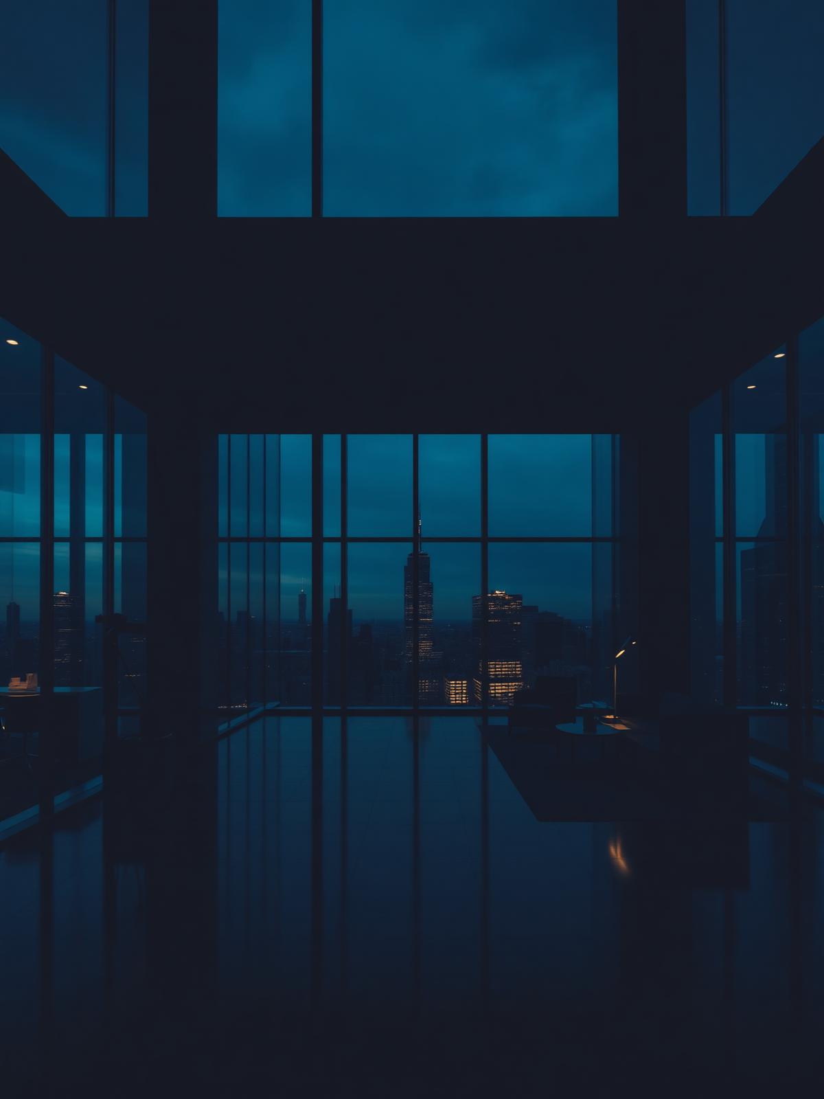 Bright modern corporate law office overlooking the city